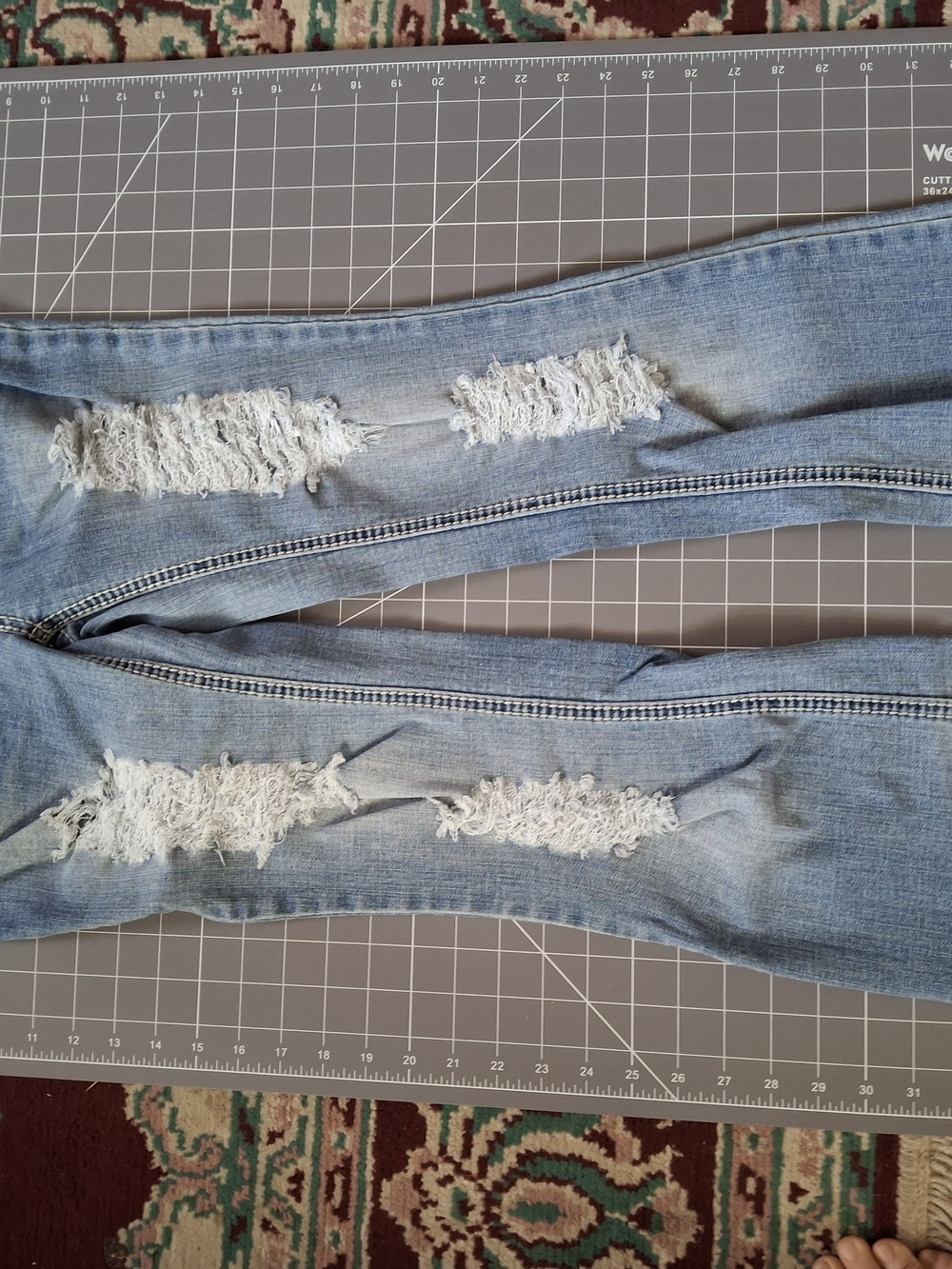 Blue Asphalt Distressed Light Wash Bootcut Jeans Short (CFD048)